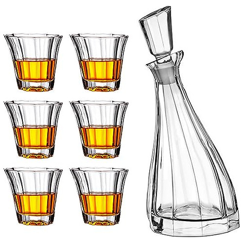 Set Decantador De Whiskey Con Copas, 9.12oz, Cristal 27oz