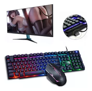 Kit Teclado Mouse Gamer Profesional Retroilumin Usb Negro