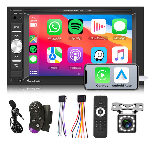 Car Stereo Mirror Link 6.2inch Carplay Mp5 Player Con Cámara