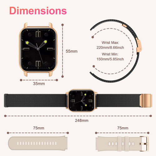 Smartwatch Impermeable Con Llamadas Por Bluetooth P/mujer