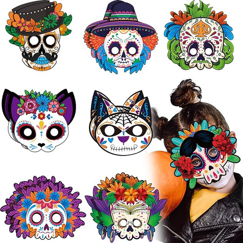 16 Mascaras Calavera Del Dia Los Muertos Mexicana Halloween