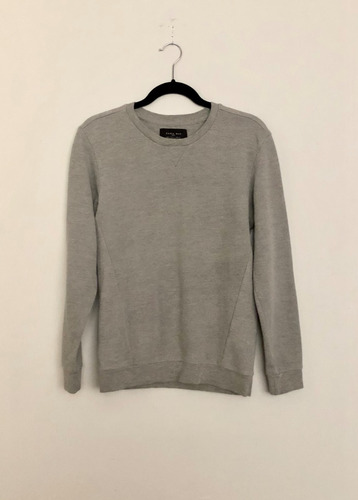 Zara Sudadera Sueter Gris De Punto Y Cuello Redondo