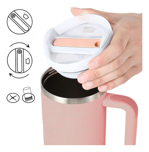 Vaso Termico Mug Cafe Termo Agua 1200 Ml Color Rosado