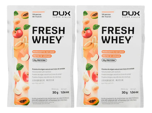 2x Sache Whey Protein Fresh Dux Vitamina De Frutas 29g