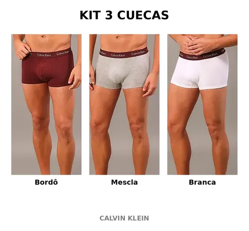 Kit 3 Cuecas Calvin Klein Low Rise Trunk