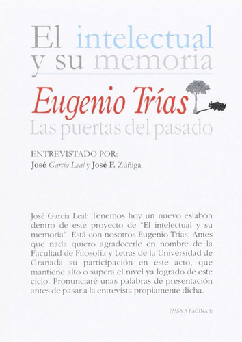 Eugenio Trias Las Puertas Del Pasado - Trias, E