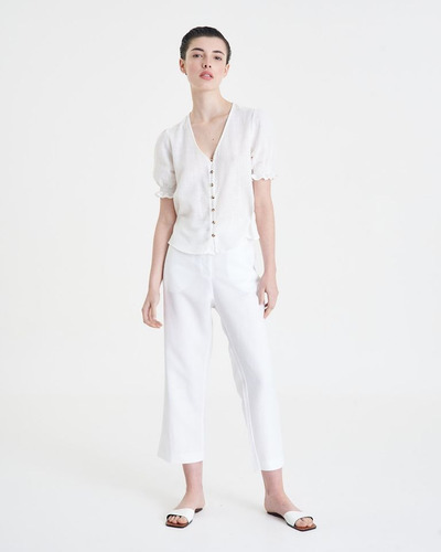 Imagen 4 de 5 de Camisa Portsaid Rustic Cotton Cancún Blanca Cuello V Mujer