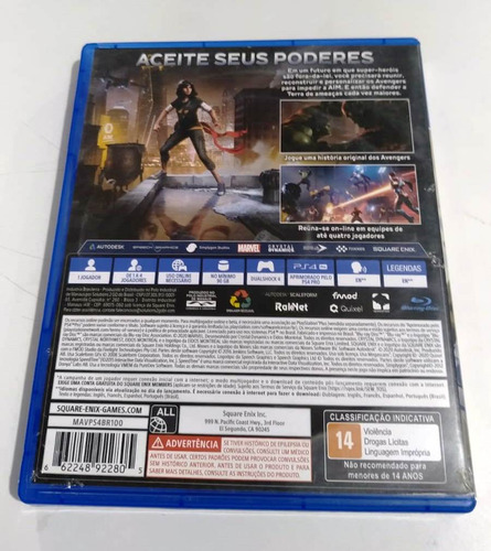 Jogo Ps4 Marvel Avengers (Usado)
