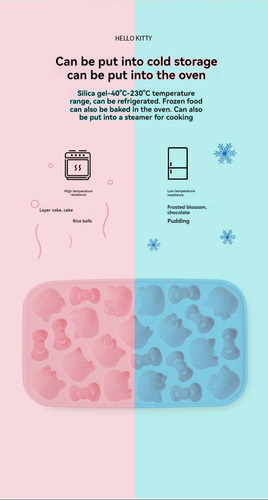 Molde Para Hielos Repostería Hello Kitty De Silicon Con Tapa