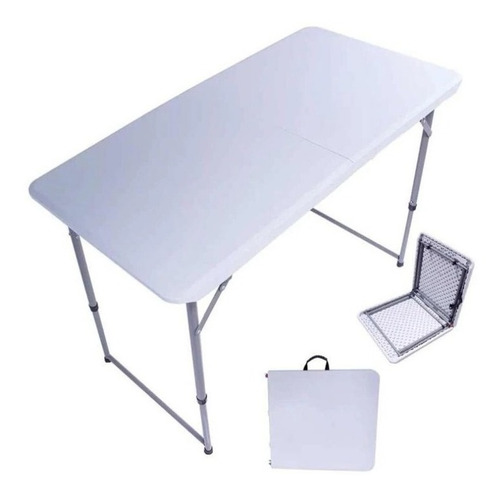Mesa Plegable De Plástico 1.22 Mts Tipo Portafolio Dasel Color Blanco