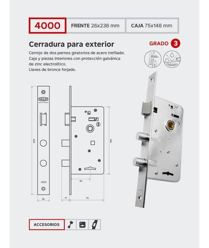 Kallay 4000 Cerradura Seguridad Puerta Exterior