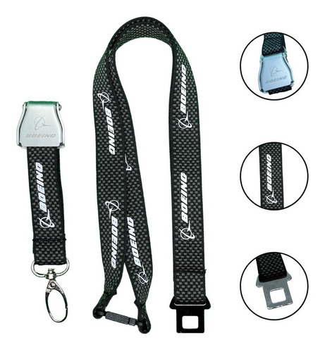 Lanyard Portagaffete Carbon - Boeing Cinturón