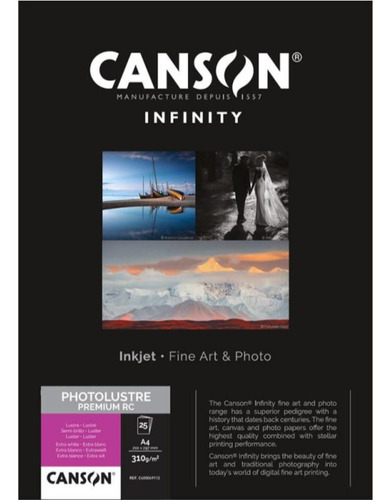 Canson Infinity Photo Lustre Premium Rc 310gr Lustrado A3+ Color Multicolor