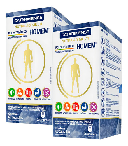 Kit 2 Polivitamínico Homem Catarinense 60 Cápsulas