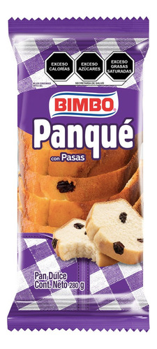 3 Pzs Bimbo Panque Con Pasas 280gr