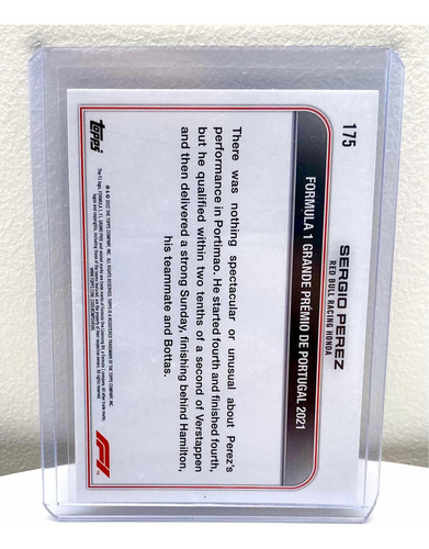 Tarjeta Topps F1 Formula 1 Red Bull Sergio Perez #175 (Usado)