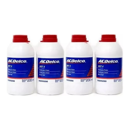 Kit 4 Fluidos De Freio Dot4 Acdelco Acdelco