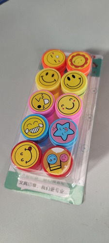 Imagen 4 de 5 de Set 10 Timbres Sellos Infantiles Smile Caritas Motivacion