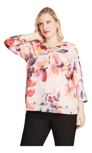 Blusa Cuello Camisero Manga Roll Up - Rosado