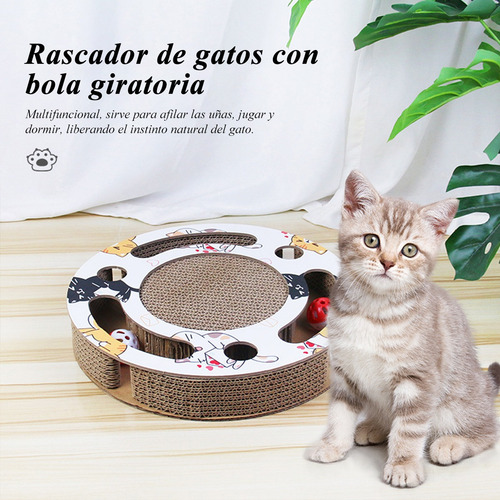 Tablero Rascador Para Gato Juguete Con Bola Premium Calidad