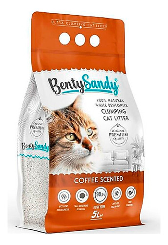 Arena Para Gatos Absorbente Aglomerante Café 5l Bentysandy 