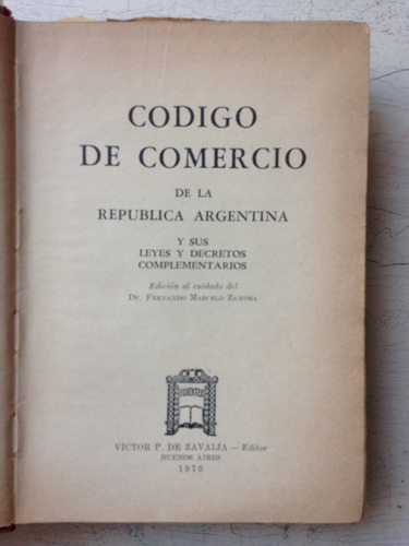 Codigo De Comercio De La Republica Argentina Fernando Zamora