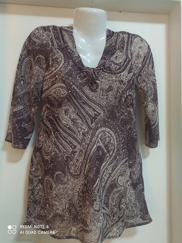 Blusa De Gasa Marca Mango Alicrada Talle M