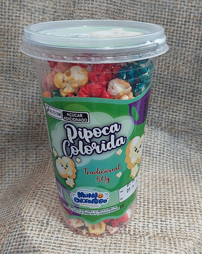 Pipoca Doce Mundo Colorida Pote 50g Lembrancinha Festas