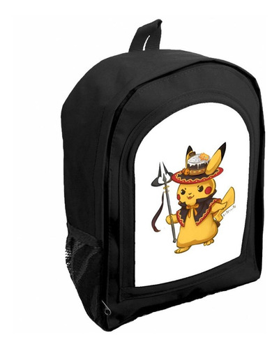 Mochila Negra Infantil Nena Nene Pikachu Anime Rr19