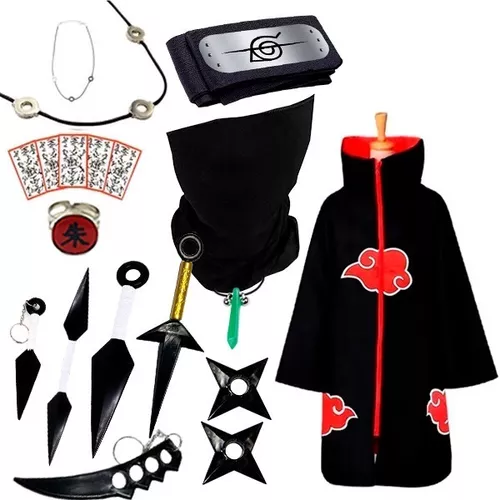 Mega Kit Naruto C/ Manto Akatsuki + 20 Itens Cosplay Geek