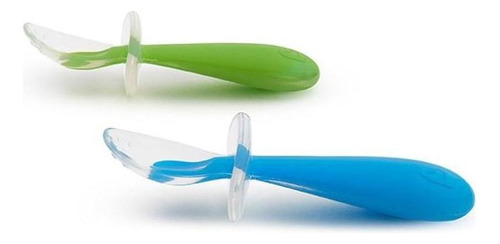 Conjunto De Colheres De Silicone Azul E Verde Munchkin