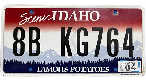Idaho Original Placa Metálica Carro Usa Eua Americana