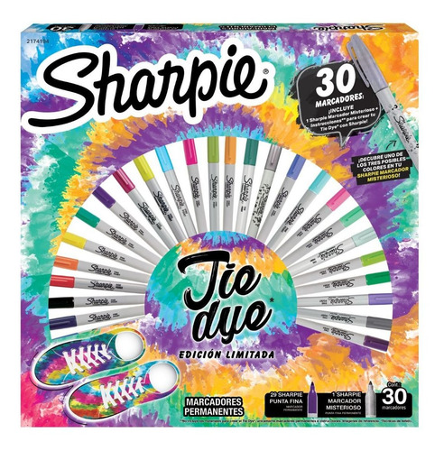 Imagen 1 de 6 de Ruleta 30 Marcadores Sharpie Tie Dye Con Marcador Misterioso