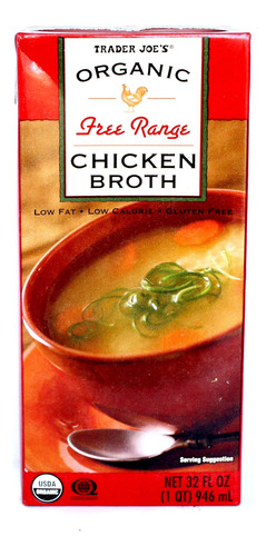 Caldo De Pollo Orgánico De Corral Libre 946 Ml