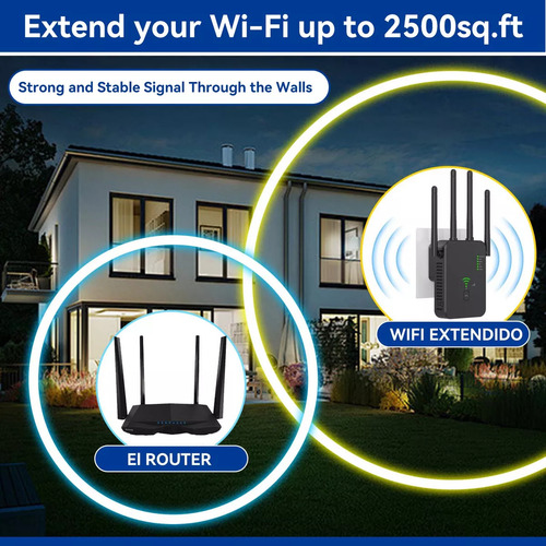 Repetidor Wifi Amplificador Señal De 1200mbps 2.4/5.8ghz Wps