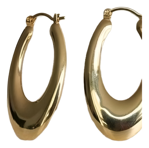 Brinco Argola Grossa Feminina Moderna Grande Folheada A Ouro