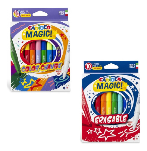 Kit 20 Marcadores Carioca Magicos Borrables Cambia Color