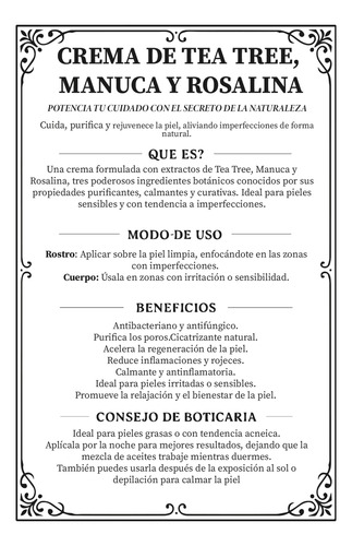 Crema De Tea Tree Manuca Rosalina - Just Swiss - 60g