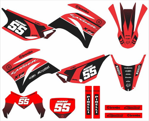 Kit Adesivos Moto Cross Trilha Yh Xtz 250 Vermelho Lm363