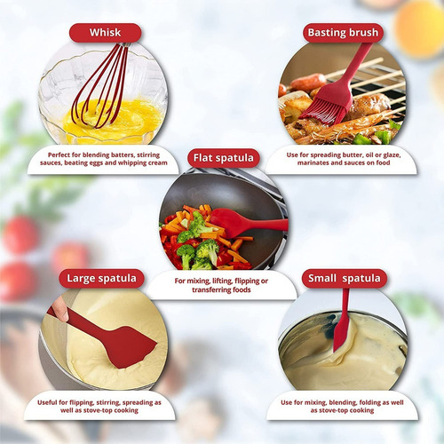 10 Pcs Utensilios De Cocina De Silicona Juego Antiadherente