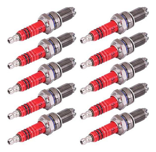 10 Bujías D8tc De 3 Electrodos Para Motor Gy6 50cc-150c