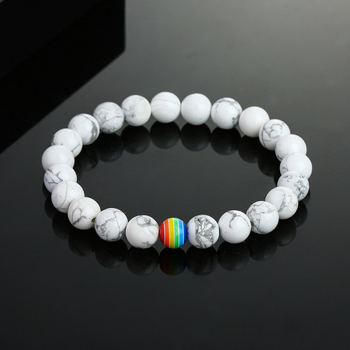 Pulsera A Juego Con Turquesa Blanca Esmerilada Negra Mate