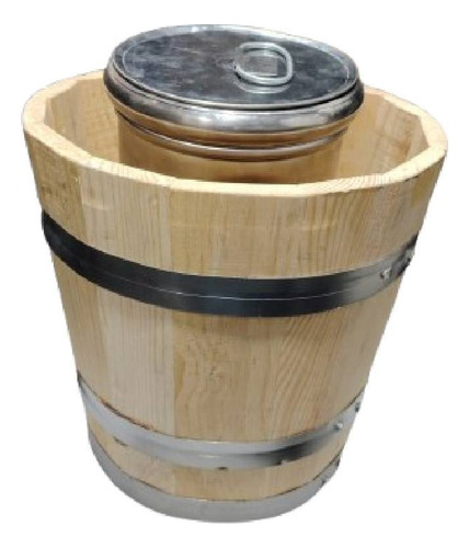 Bote De Acero Para Hacer Nieve 20 Litros Garrafa Con Madera Gris 20