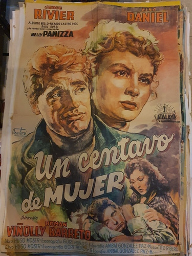 1 Antiguo Afiche De Cine Un Centavo De Mujer 504