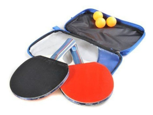 Set Par Paleta Raqueta Ping Pong + 3 Pelotas + Estuche