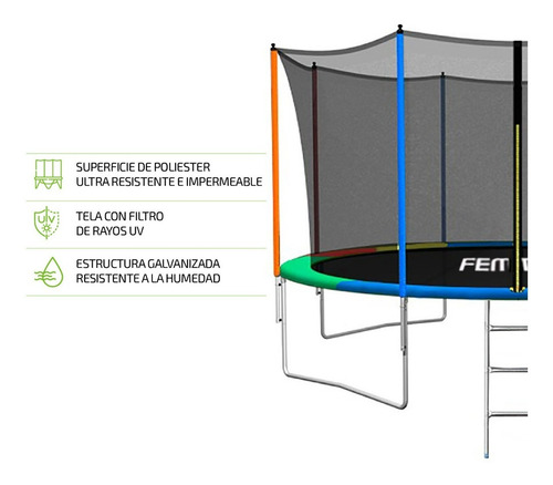 Imagen 2 de 10 de Cama Elastica 4.30 Metros Trampolin Red Protectora Chicos