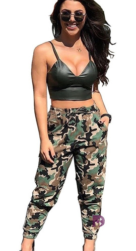 Calça Militar Plus Size Elastico Camuflada Moda Blogueira