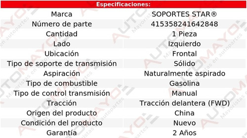 Tacón Transmisión Std Del Izq Citation 2.8l 6 Cil 1982-1985