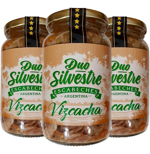 Escabeche Duo Silvestre De Vizcacha Alimento Frasco 500gr X3