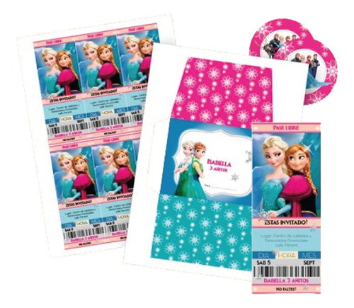 Kit Imprimible Frozen Invitaciones Candy Bar Sorpreseros